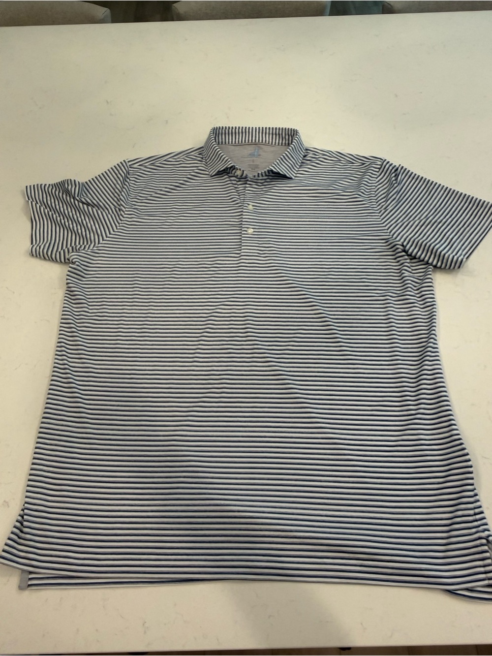 johnnie-O Men's Navy & White Striped Polo